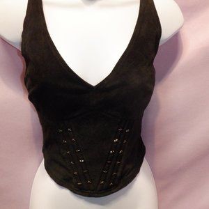 Harley Davidson Black Sueded Corset Style Crop Top Size S